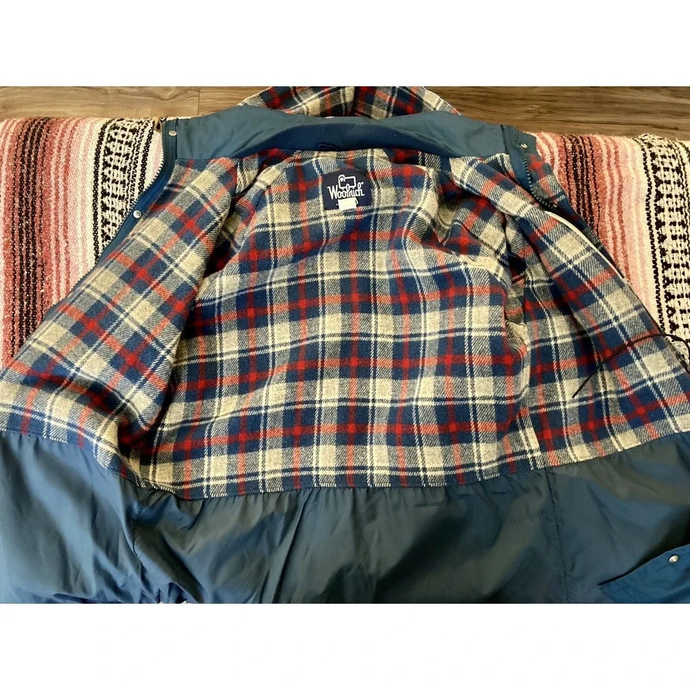 Vtg Woolrich Wool Blend Lined Parka Jacket Mens XL Blue Removable Hood USA Made - Picture 5 of 10